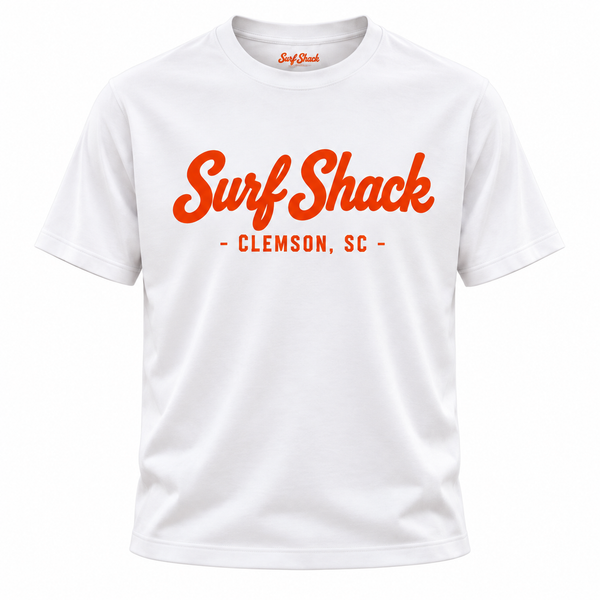 Surf Shack Clemson Tee, White / Orange