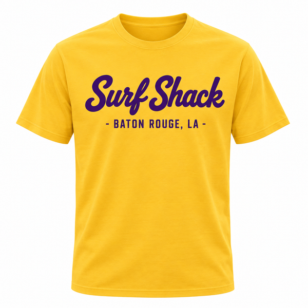 Surf Shack LSU Tee, Yellow / Purple