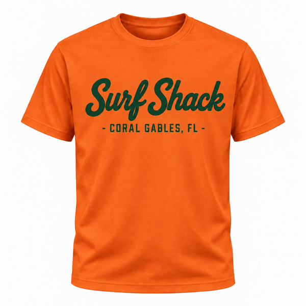 Surf Shack Miami Tee, Orange / Green
