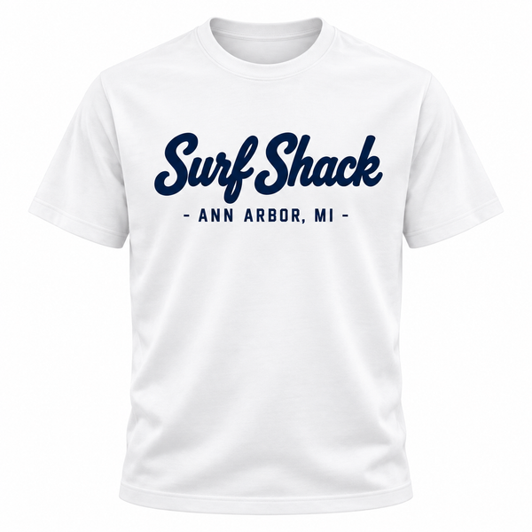 Surf Shack Michigan Tee, White / Navy