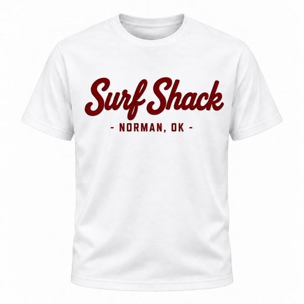 Surf Shack Oklahoma Tee, White / Crimson