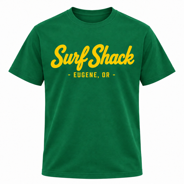 Surf Shack Oregon Tee, Green / Yellow