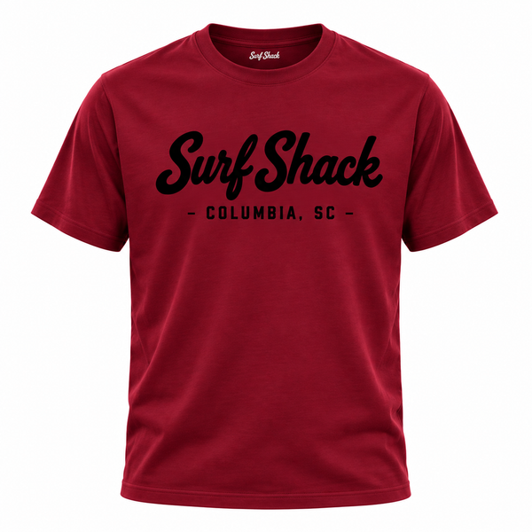 Surf Shack South Carolina Tee, Garnet / Black