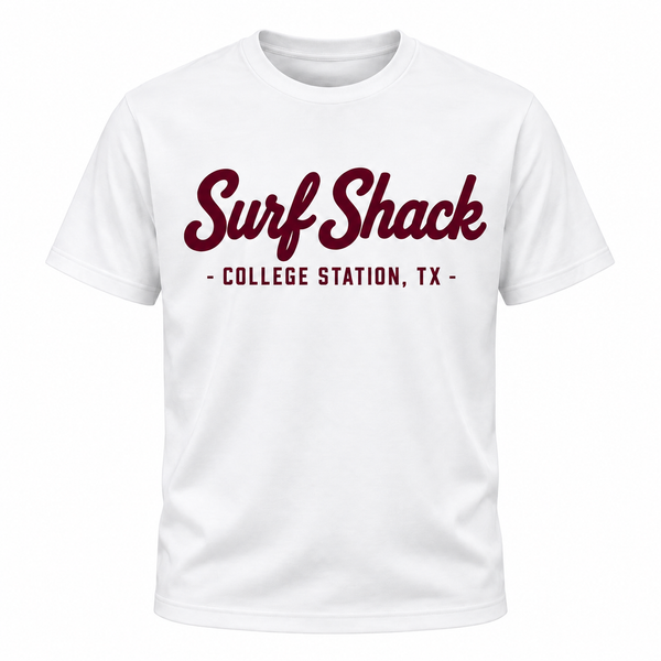 Surf Shack Texas A&M Tee, White / Maroon