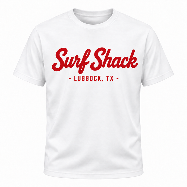 Surf Shack Texas Tech Tee, White / Scarlet