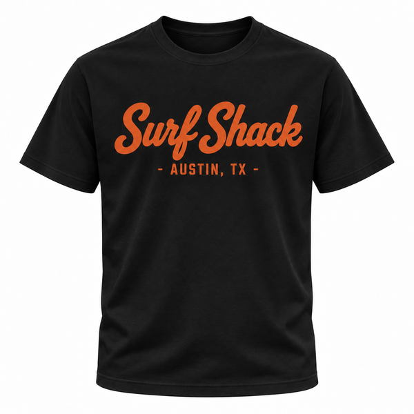Surf Shack Texas Tee, Black / Burnt Orange