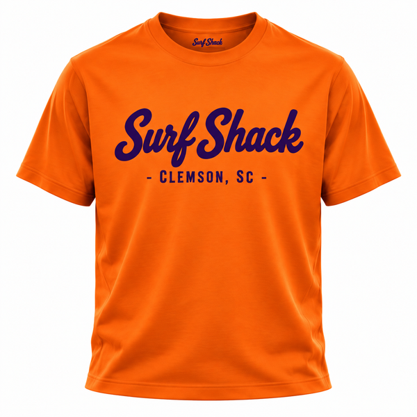 Surf Shack Clemson Tee, Orange / Purple