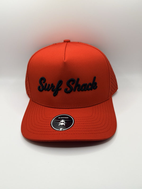 Surf Shack Hat, All red, black script