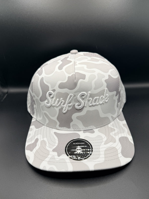Surf Shack Hat, Gray/white camo, white script