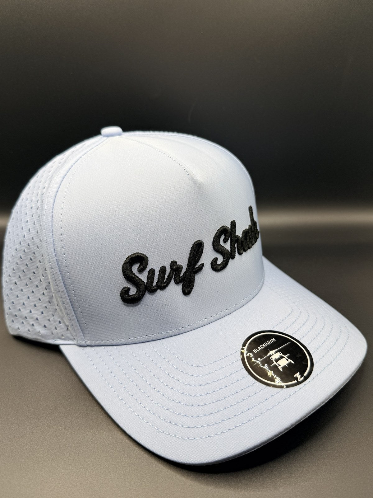 Surf Shack Hat, Light blue, black script
