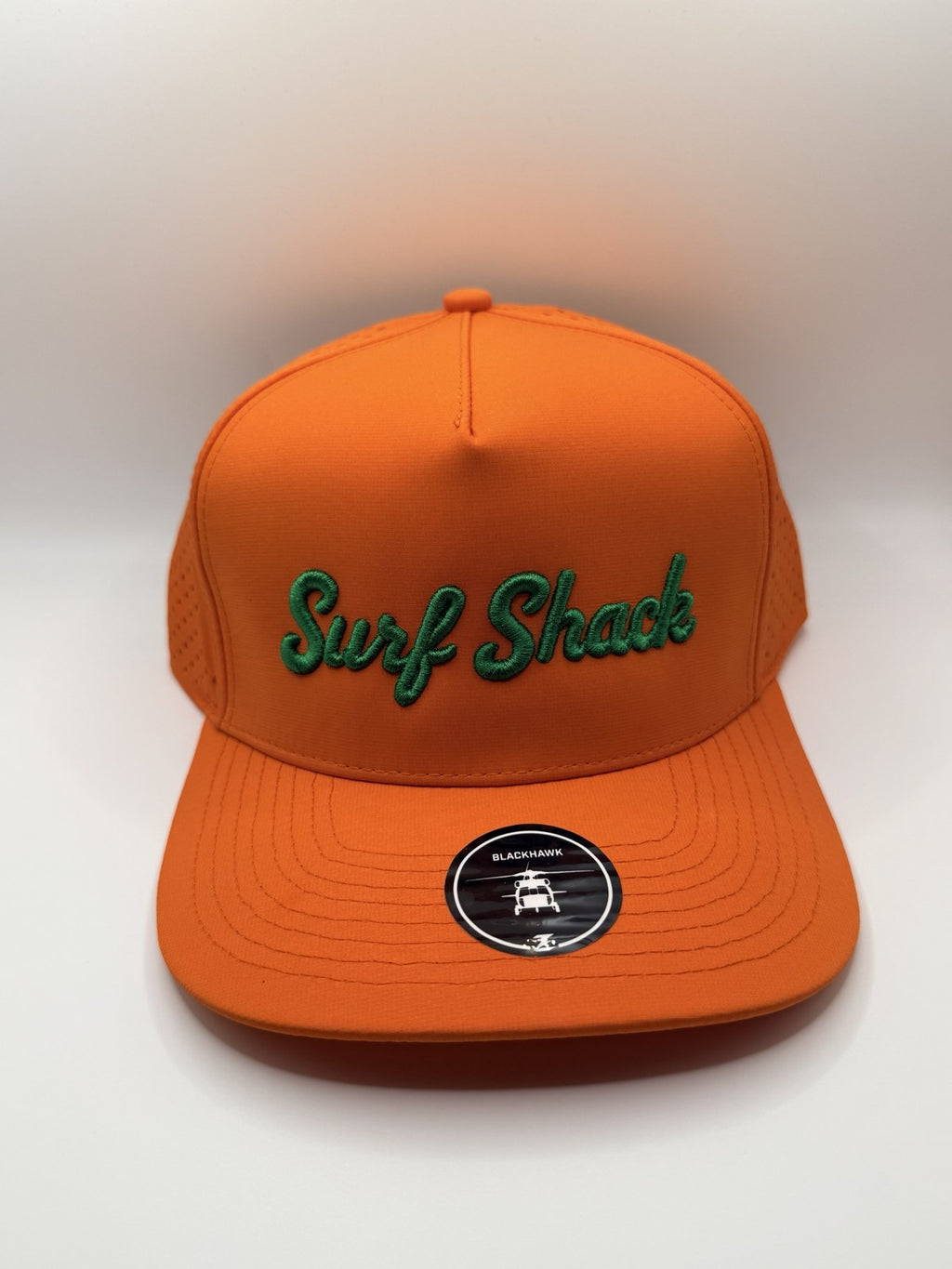 Surf Shack Hat, Orange, green script