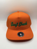 Surf Shack Hat, Orange, green script