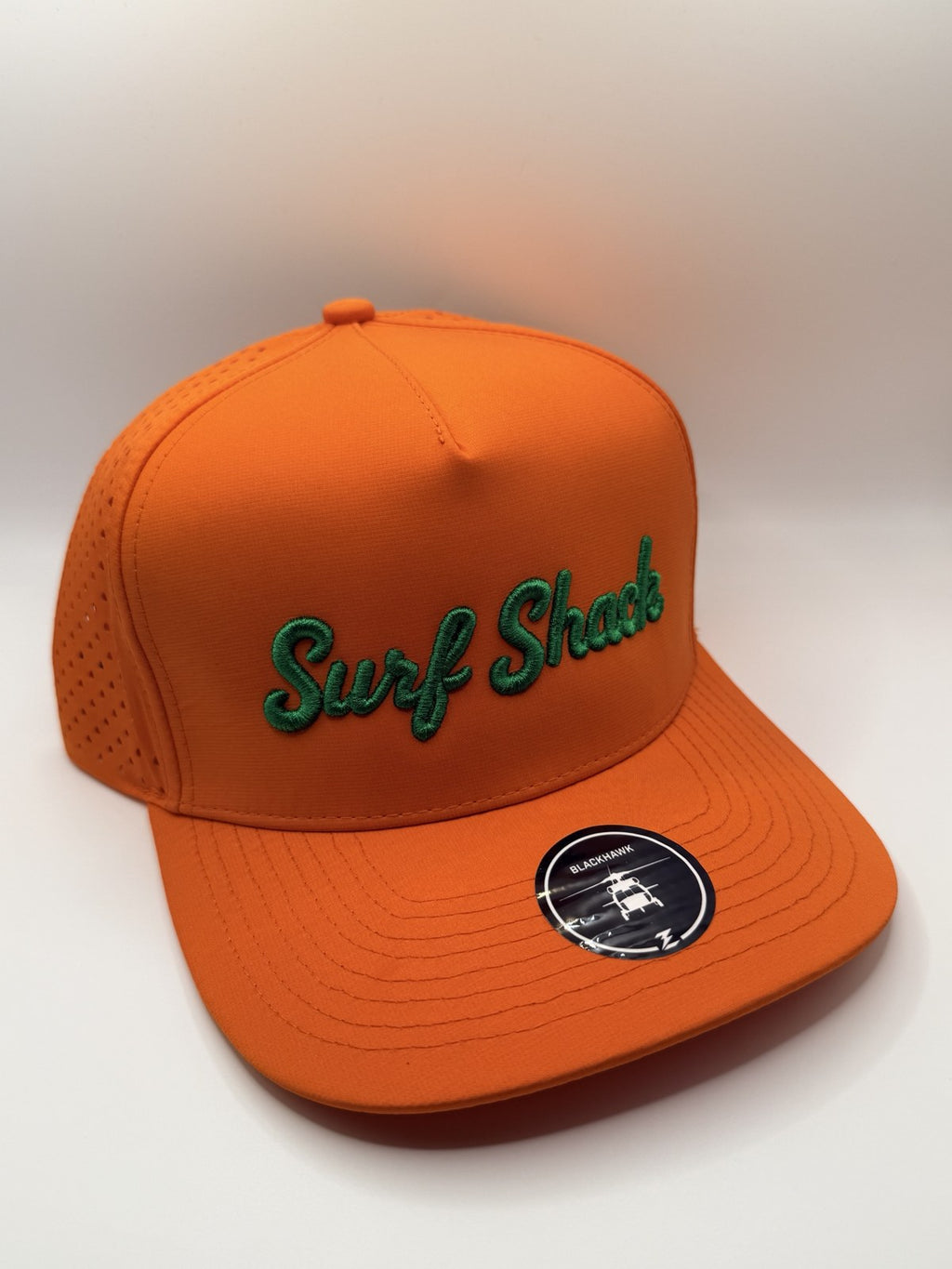 Surf Shack Hat, Orange, green script