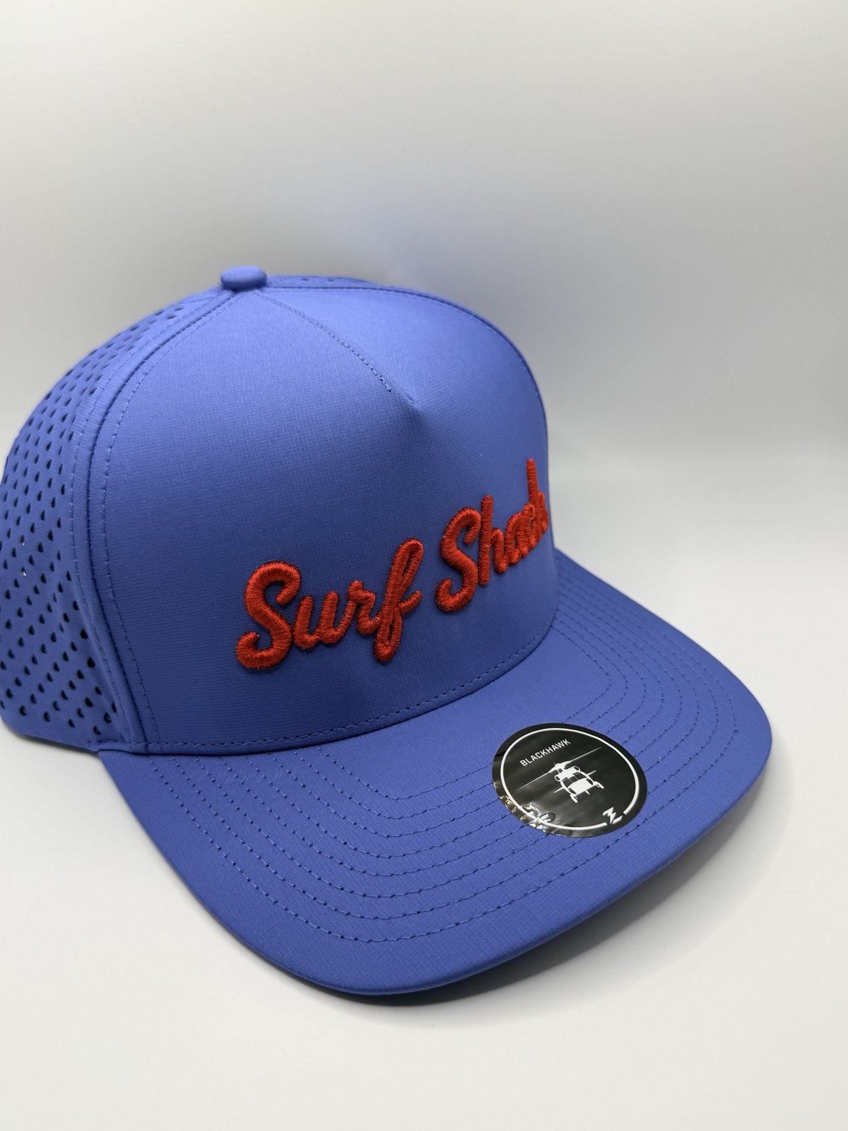 Surf Shack Hat, Royal, red-orange script