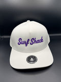 Surf Shack Hat, White, purple script