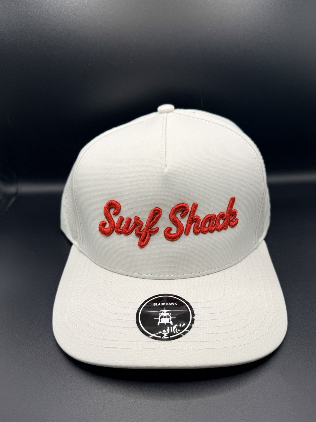 Surf Shack Hat, White, red script