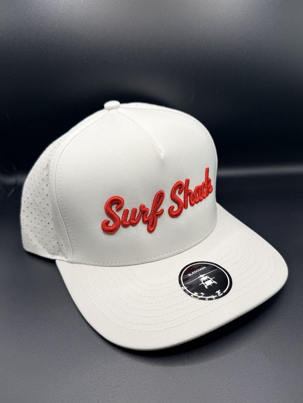 Surf Shack Hat, White, red script