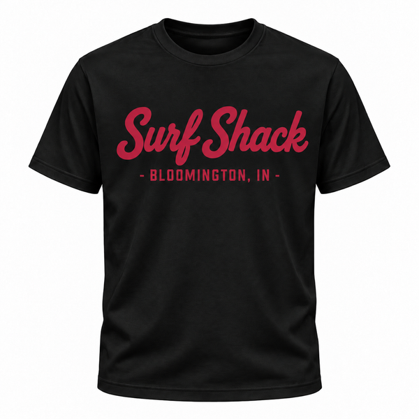Surf Shack Indiana Tee, Black / Crimson