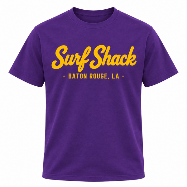 Surf Shack LSU Tee, Purple / Yellow