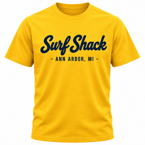 Surf Shack Michigan Tee, Maize / Navy