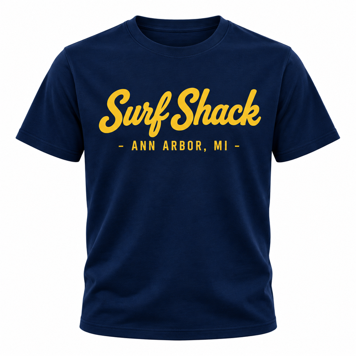Surf Shack Michigan Tee, Navy / Maize