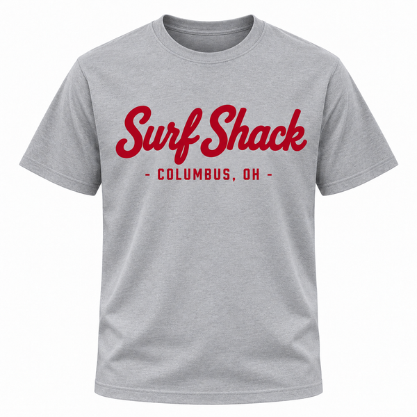 Surf Shack Ohio State Tee, Gray / Scarlet
