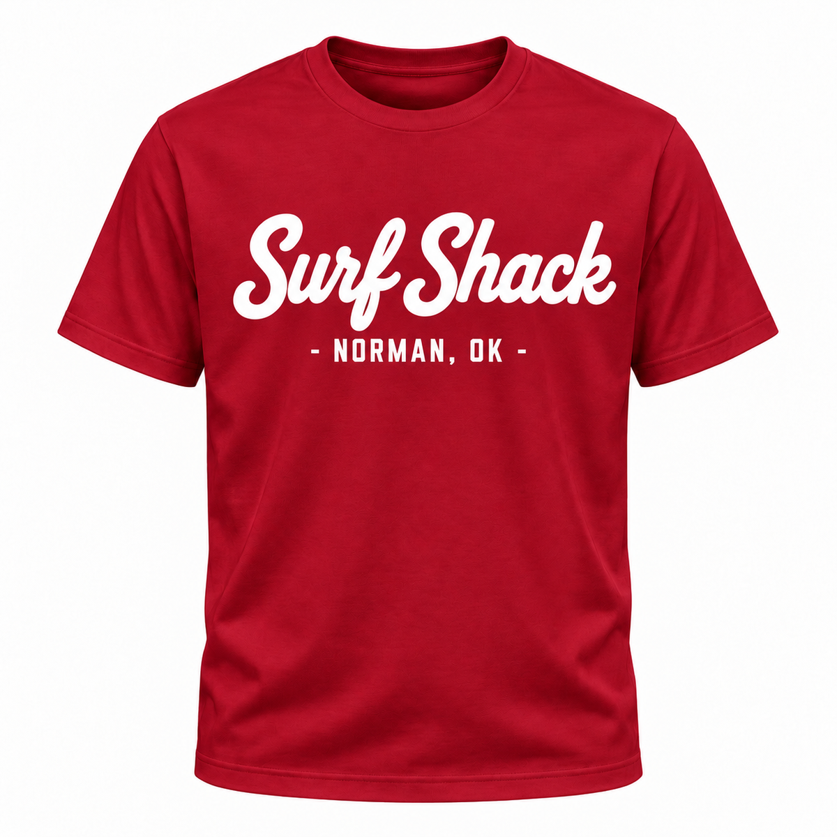 Surf Shack Oklahoma Tee, Crimson / White