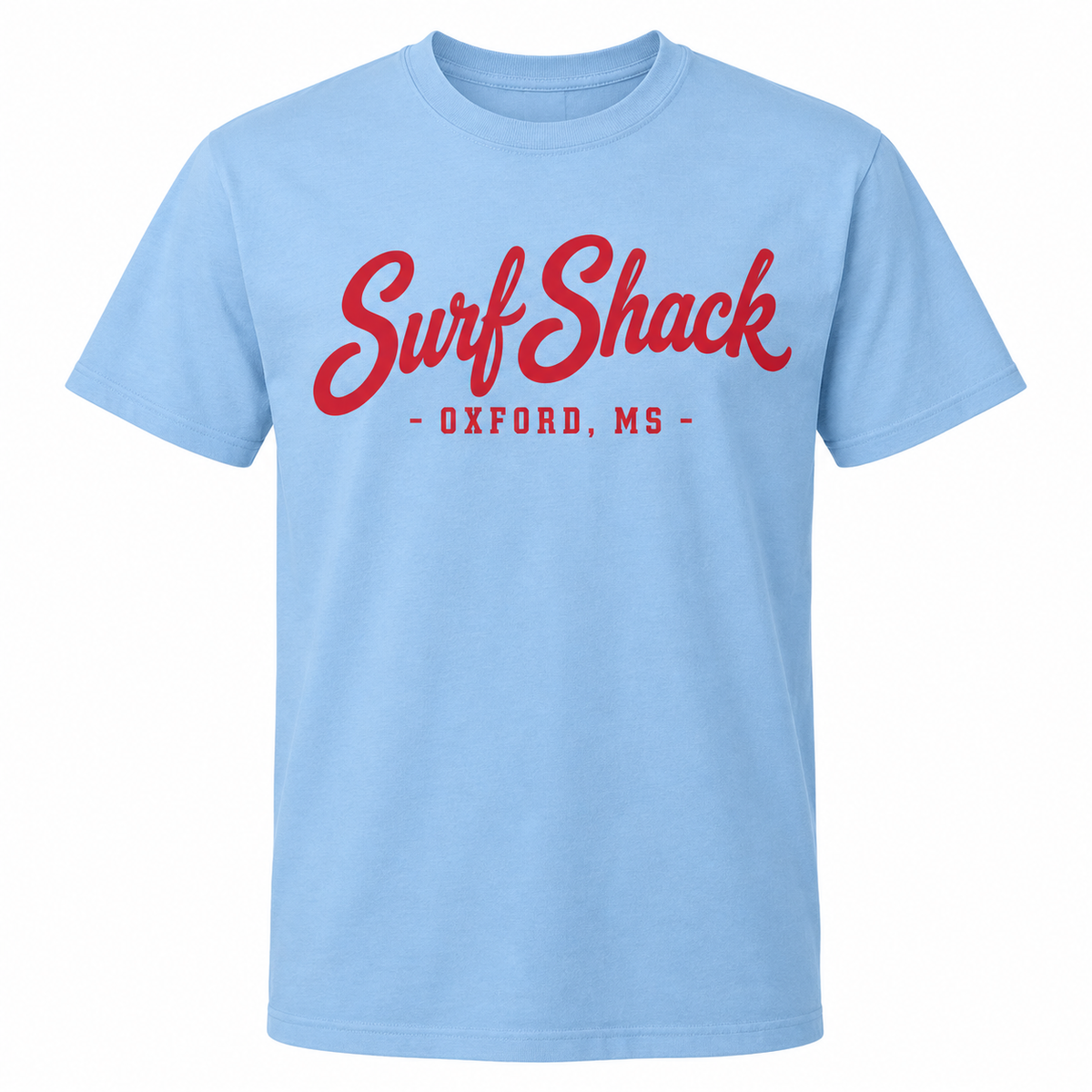 Surf Shack Ole Miss Tee, Powder Blue / Red