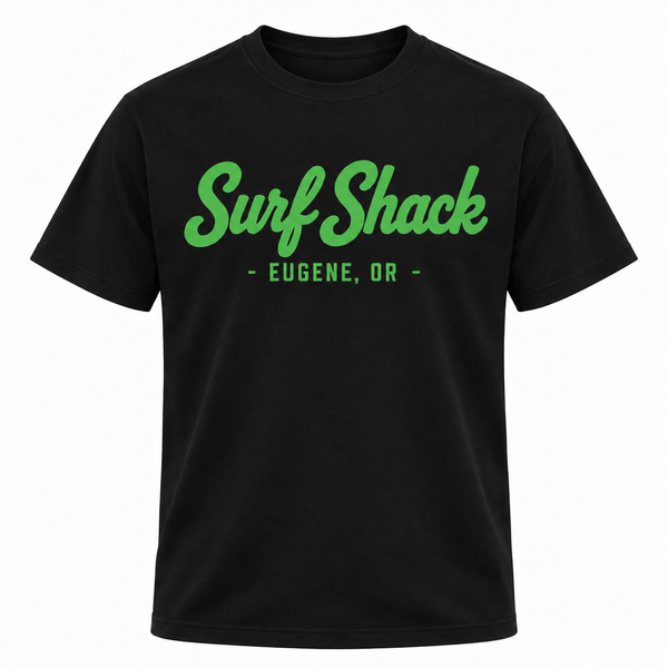 Surf Shack Oregon Tee, Black / Green