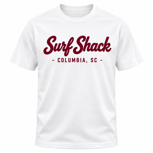 Surf Shack South Carolina Tee, White / Garnet