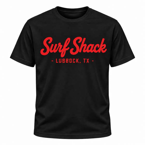 Surf Shack Texas Tech Tee, Black / Scarlet
